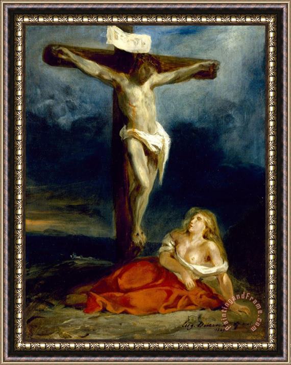 Eugene Delacroix Saint Mary Magdalene at The Foot of The Cross Framed Painting