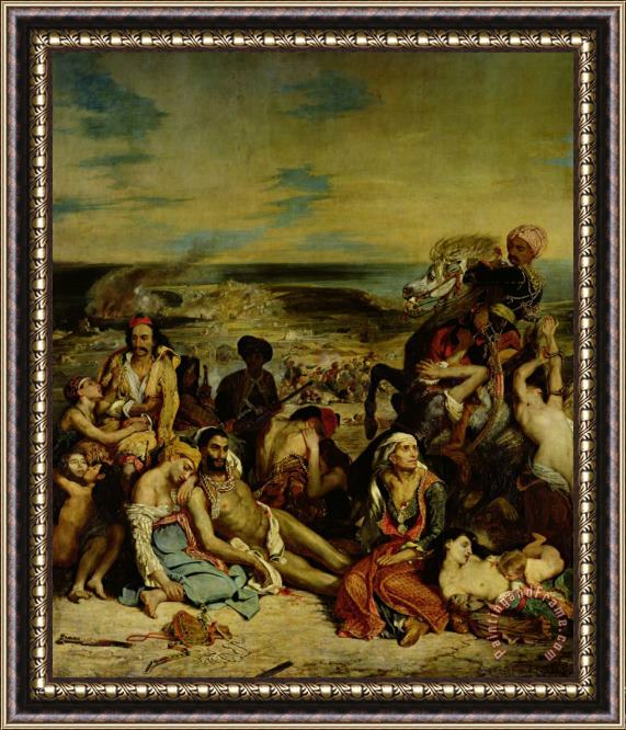 Eugene Delacroix Scenes From The Massacre of Chios Framed Painting