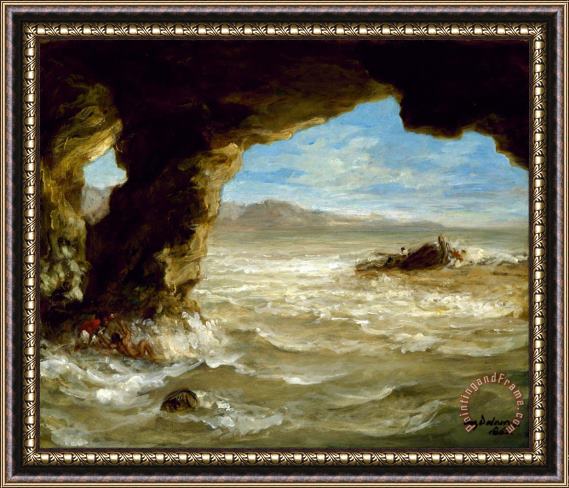 Eugene Delacroix Shipwreck on The Coast Framed Painting