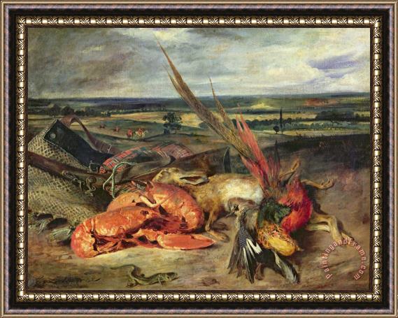 Eugene Delacroix Still Life with Lobsters Framed Painting