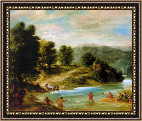 Eugene Delacroix The Banks of The River Sebou Framed Print