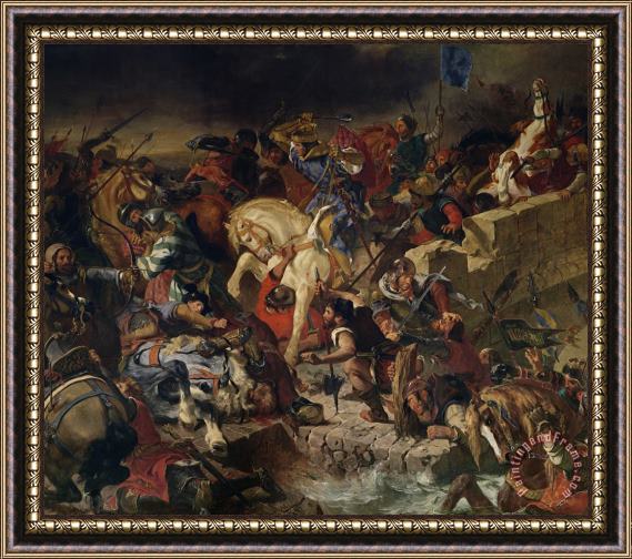 Eugene Delacroix The Battle of Taillebourg, 21st July 1242 Framed Painting