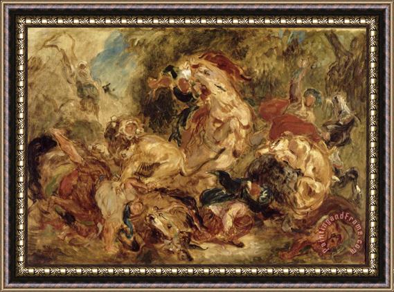 Eugene Delacroix The Lion Hunt Framed Print