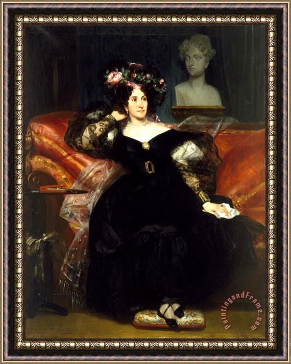 Eugene Deveria Portrait of Mme. Jule Antoine Droz Framed Painting