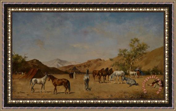 Eugene Fromentin An Arabian Camp Framed Painting