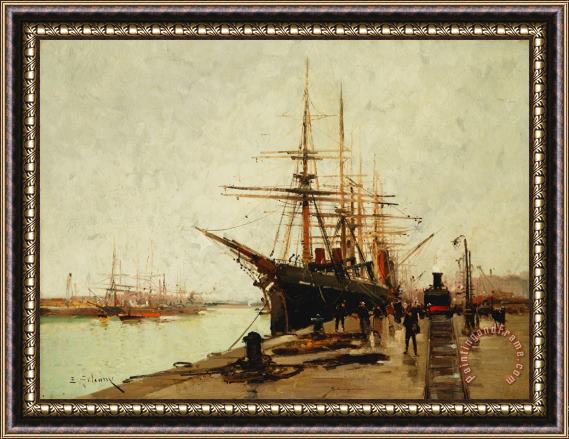 Eugene Galien-Laloue A Harbour Framed Painting