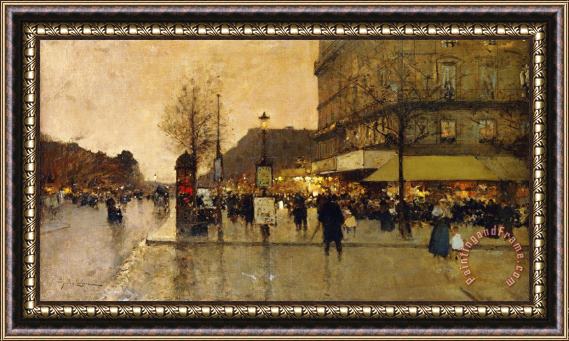 Eugene Galien-Laloue A Parisian Street Scene Framed Painting