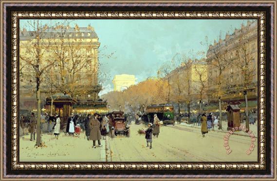 Eugene Galien-Laloue Boulevard Haussmann In Paris Framed Print