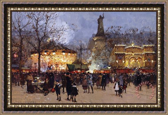 Eugene Galien-Laloue La Fete Place De La Republique Paris Framed Print