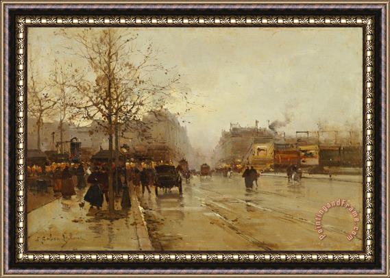 Eugene Galien-Laloue Les Boulevards Paris Framed Painting
