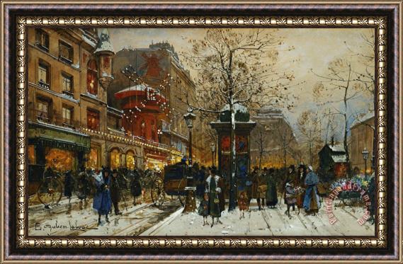 Eugene Galien-Laloue The Moulin Rouge Paris Framed Painting