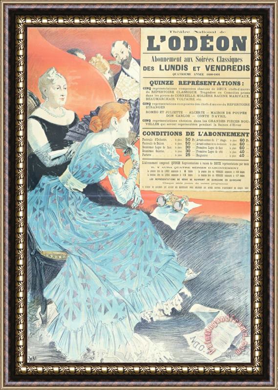 Eugene Grasset Advertisement for The Odeon Theatre 1890 Colour Litho Framed Painting