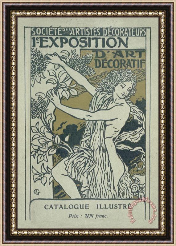Eugene Grasset Catalogue Cover for The 1st Exhibition of Decorative Art in Paris January 1901 Framed Painting