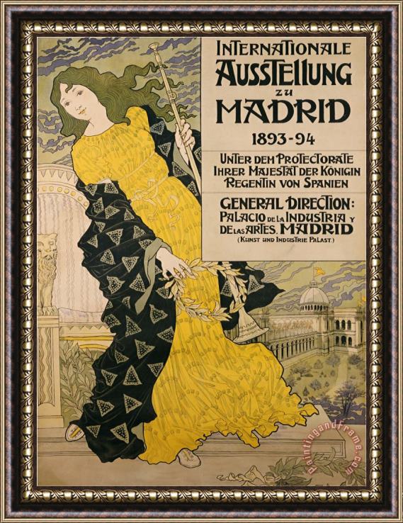 Eugene Grasset Internationale Ausstellung Zu Madrid 1893 Framed Painting