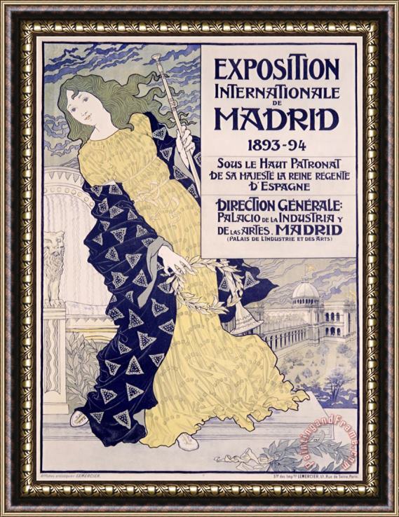 Eugene Grasset Madrid Expo Framed Painting
