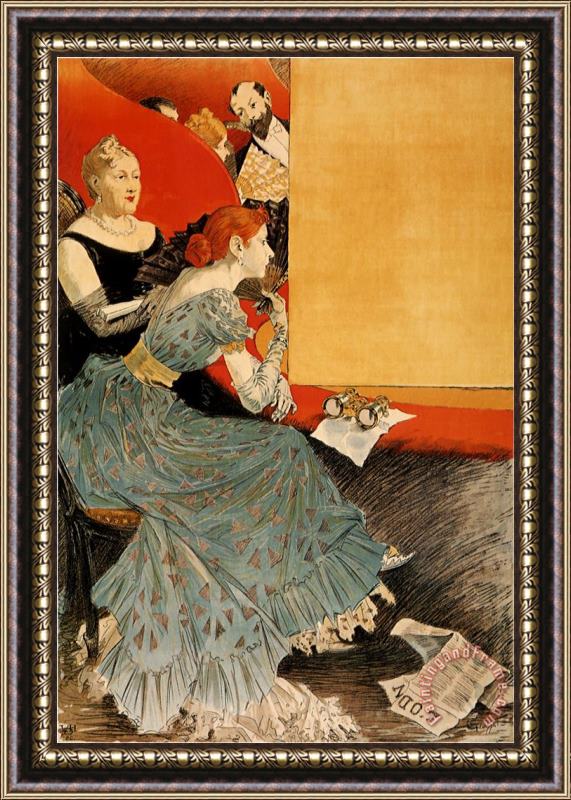Eugene Grasset Women at The Odeo C 1890 Framed Painting