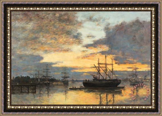 Eugene Louis Boudin Bordeaux In The Harbor Framed Painting