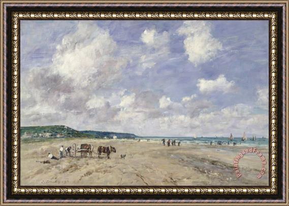 Eugene Louis Boudin The Beach at Tourgeville Framed Print