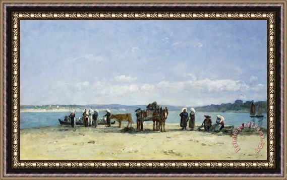 Eugene Louis Boudin The Breton Fishermens Wives Framed Painting