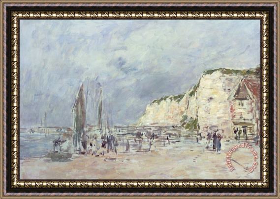 Eugene Louis Boudin The Cliffs at Dieppe and the Petit Paris Framed Painting