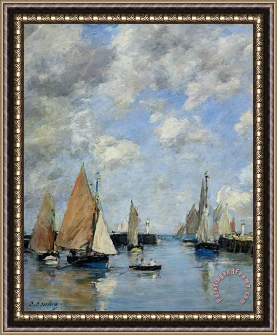 Eugene Louis Boudin The Jetty at High Tide Framed Painting