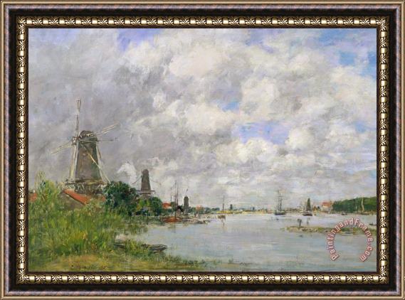 Eugene Louis Boudin The River Meuse At Dordrecht Framed Painting