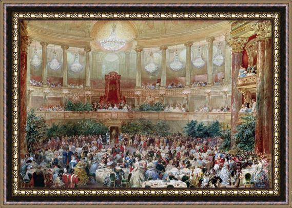 Eugene-Louis Lami Dinner In The Salle Des Spectacles At Versailles Framed Painting