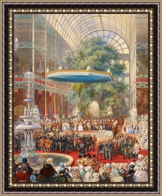 Eugene-Louis Lami Opening of The Great Exhibition, 1 May 1851 Framed Painting