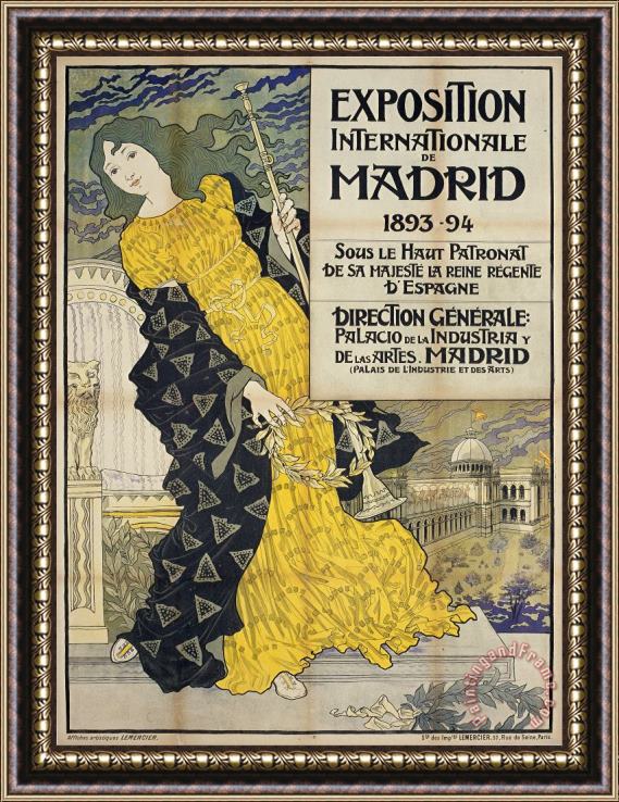 Eugene Samuel Grasset Exposition Internationale De Madrid Framed Painting