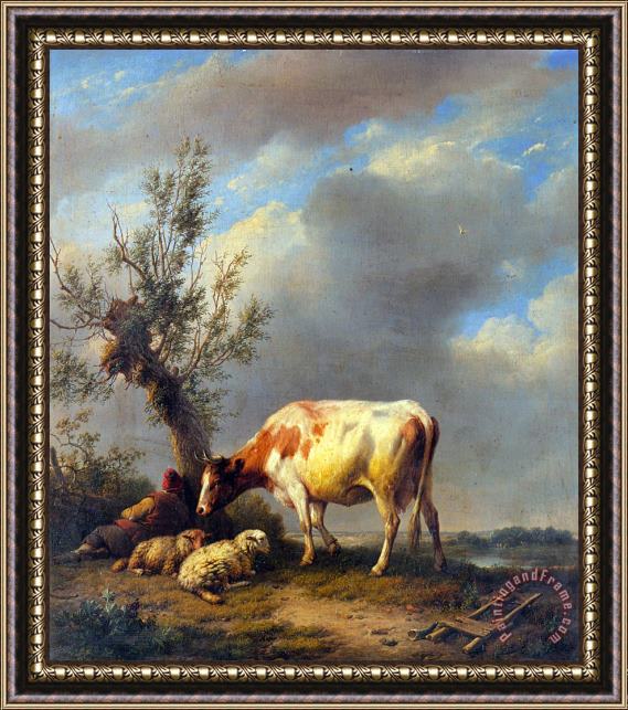 Eugene Verboeckhoven The Shepherd's Rest Framed Painting