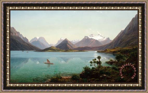 Eugene Von Guerard Lake Wakatipu with Mount Earnslaw, Middle Island, New Zealand Framed Painting