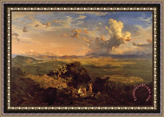 Eugenio Landesio The Valley of Mexico Seen From The Tenayo Hill Framed Painting