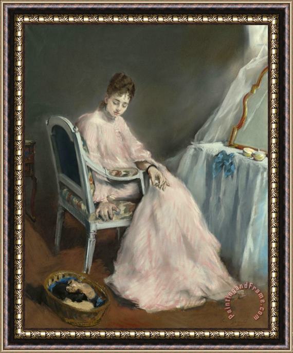 Eva Gonzales La Matinee Rose (ou La Nichee) Framed Painting