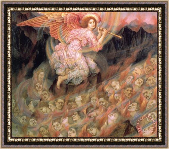 Evelyn De Morgan Angel Piping to The Souls in Hell Framed Painting