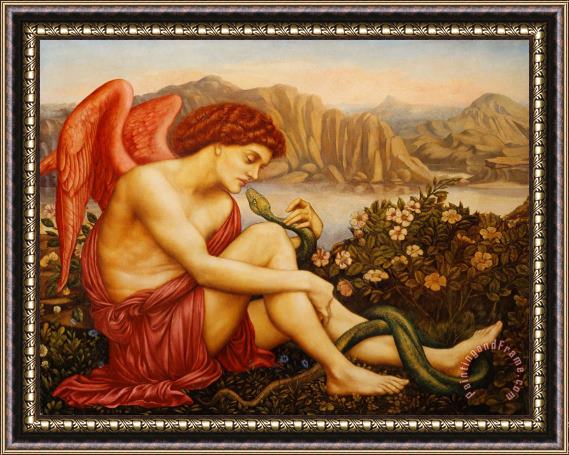 Evelyn De Morgan Angel With Serpent Framed Painting