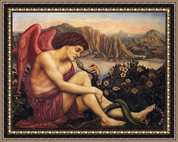 Evelyn De Morgan The Angel with The Serpent Framed Painting