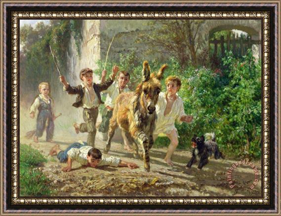 F Palizzi The Street Urchins Framed Painting