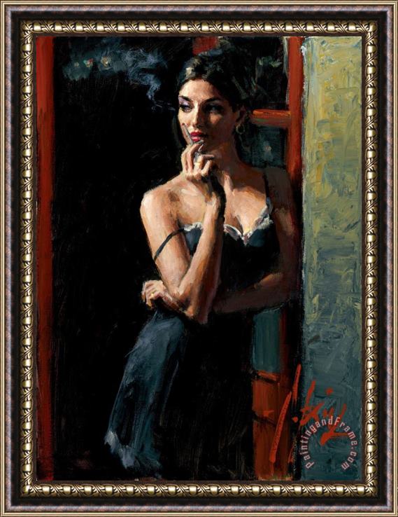Fabian Perez At The Door Framed Painting