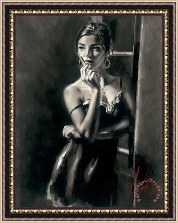 Fabian Perez At The Door Framed Painting
