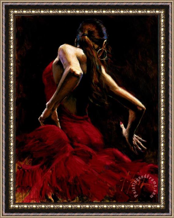 Fabian Perez Dancer in Red Framed Painting