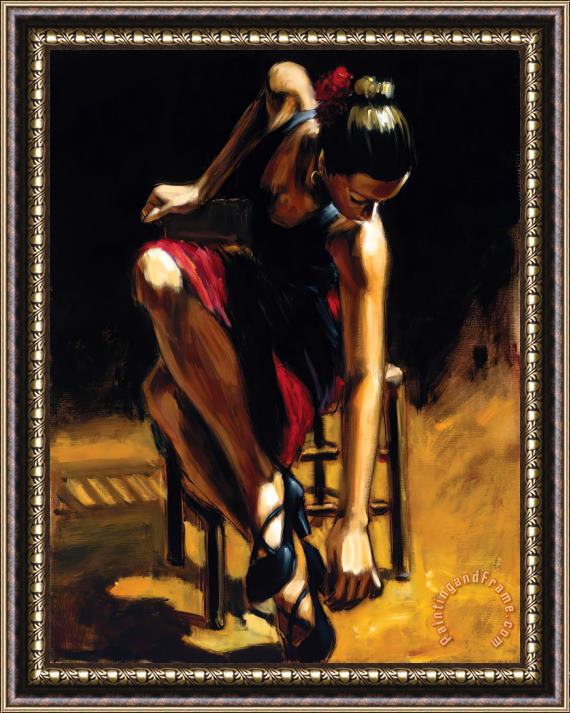 Fabian Perez Dancer in Red Skirt Framed Painting