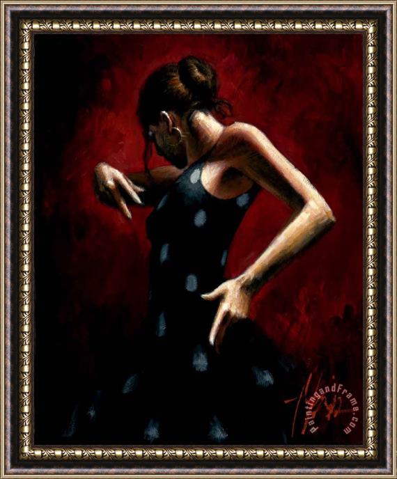 Fabian Perez El Baile De Flamenco En Rojo Pokadots Framed Painting