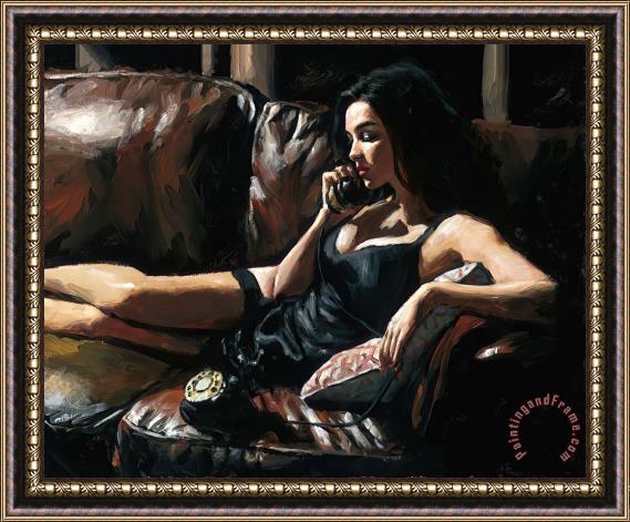 Fabian Perez Eugie on The Couch II Framed Painting