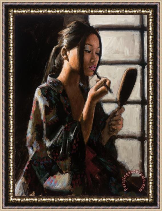 Fabian Perez Geisha with Mirror Framed Painting