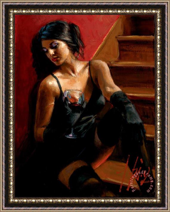 Fabian Perez Glass And Gloves Framed Painting