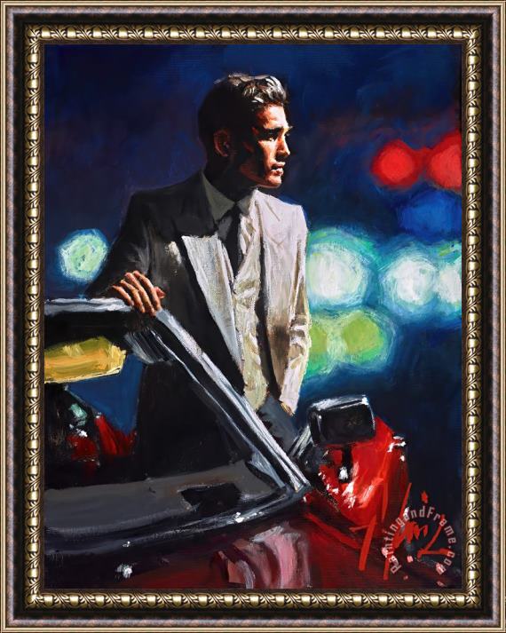Fabian Perez Jimmy with Red Cadillac Framed Painting