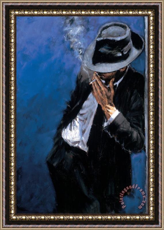 Fabian Perez Man in Black Suit Framed Painting
