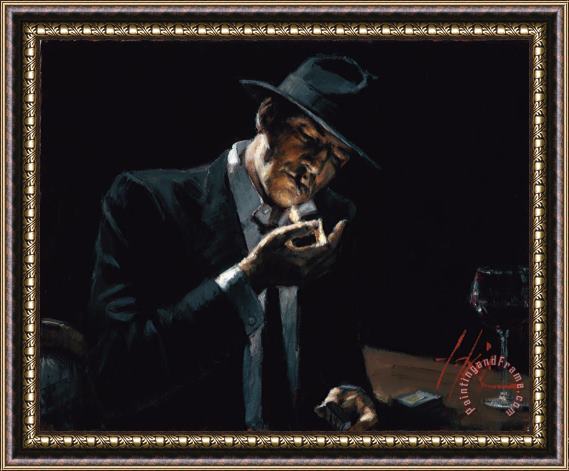 Fabian Perez Man Lighting a Cigarette Framed Painting