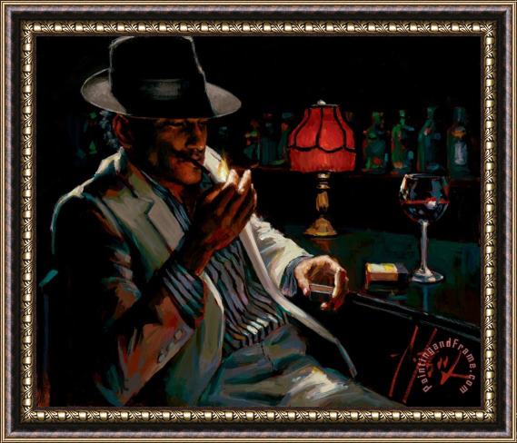 Fabian Perez Man Lighting a Cigarette V Framed Painting