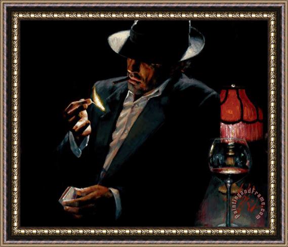 Fabian Perez Man Lighting Cigarette II Framed Print